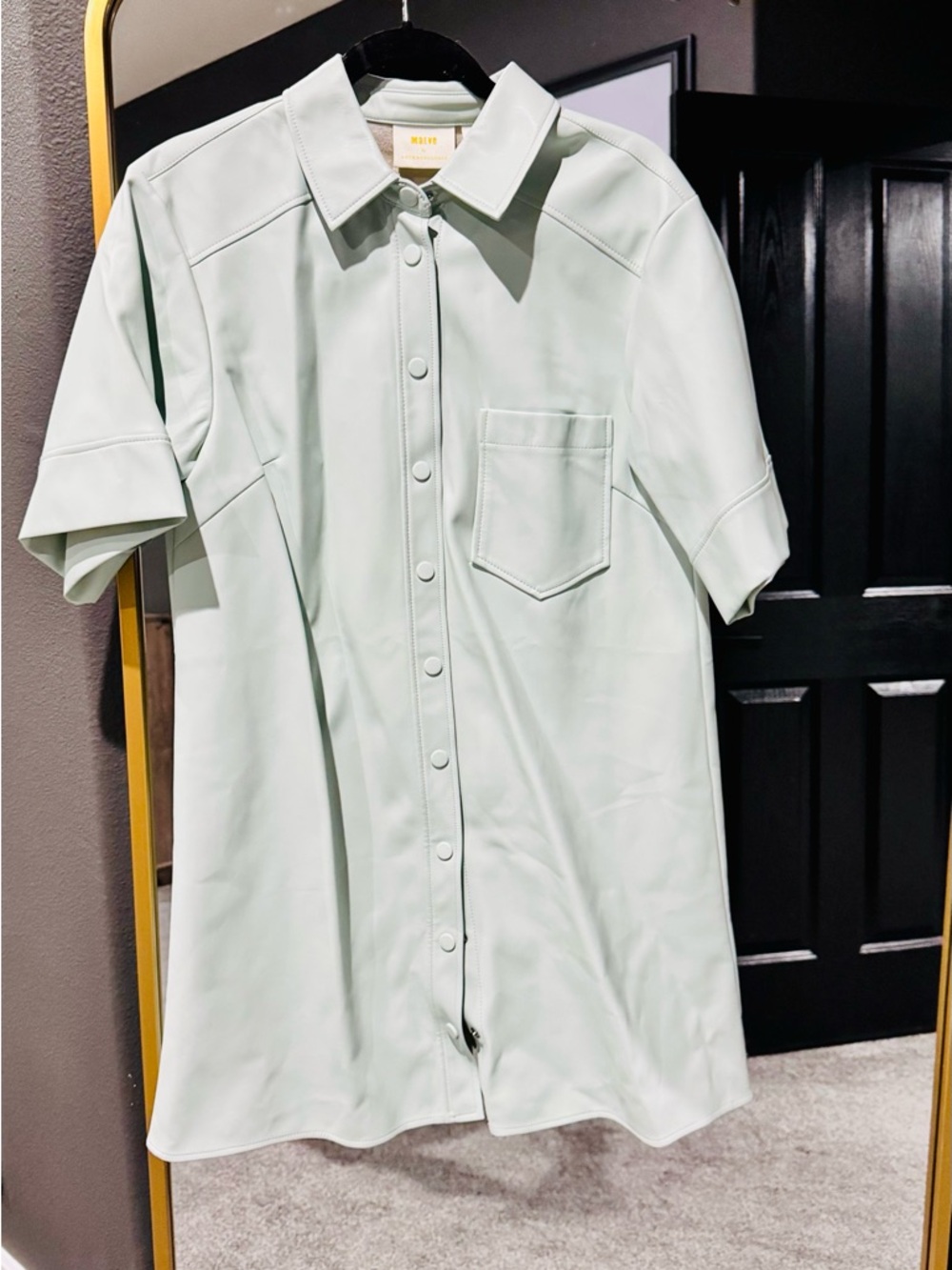 Anthropologie Maeve Mint Dress in faux leather